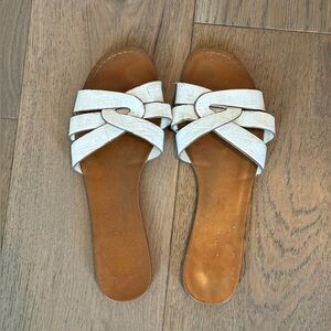 White and Tan Women's Sandals